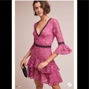 NWT  ANTHRO MONIQUE LHUILLIER INES PINK LACE DRESS